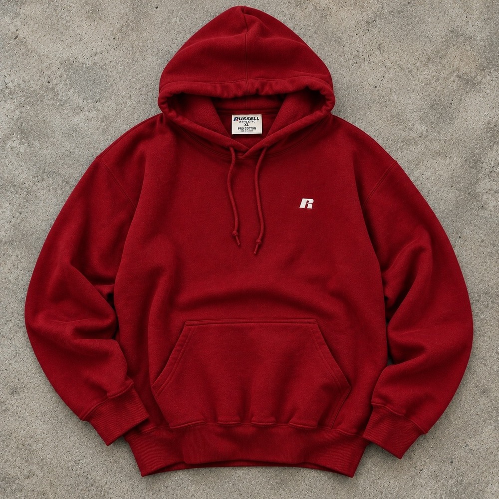 Vintage Russell Athletic Pro Cotton XL Red Pullover Hoodie 90s NWOT